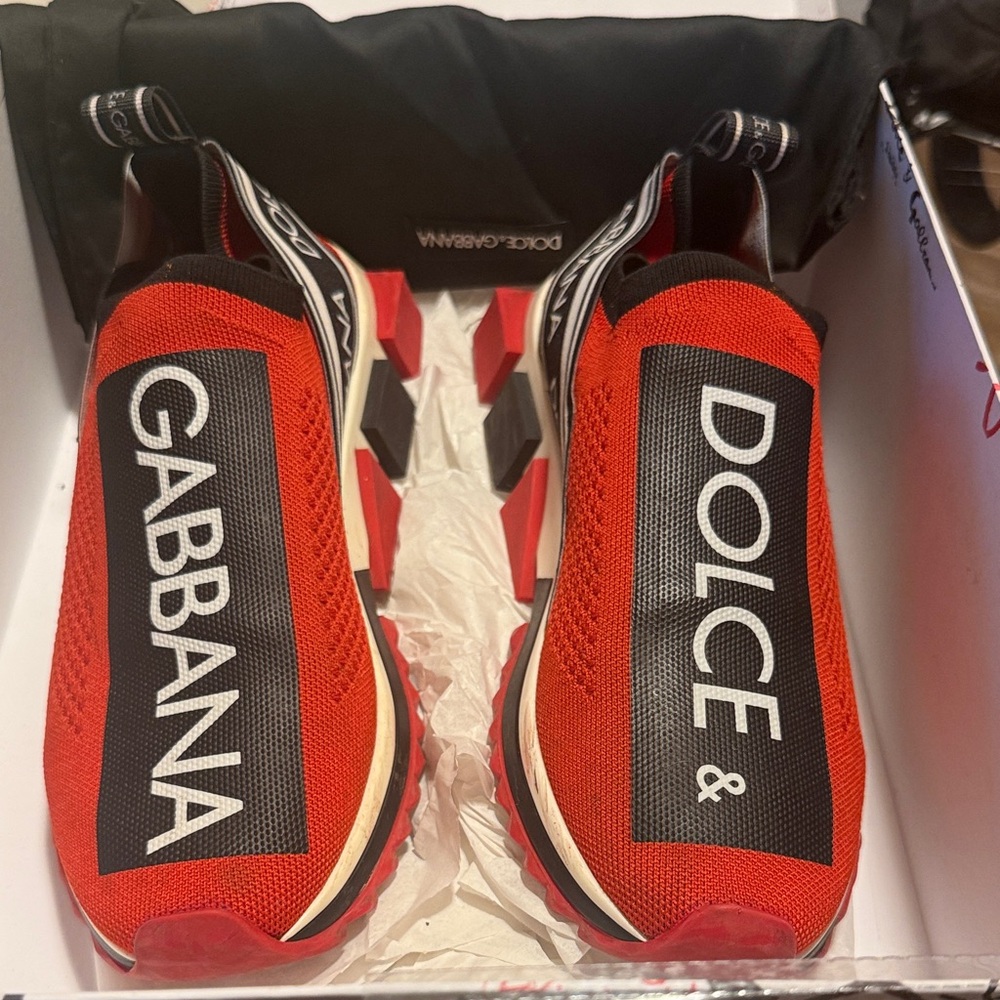 Dolce & Gabbana Red and Black Logo Sneakers